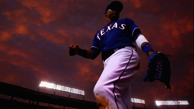 Texas Rangers' Leonys Martin returns to the dugout at Globe Life Park in Arlington