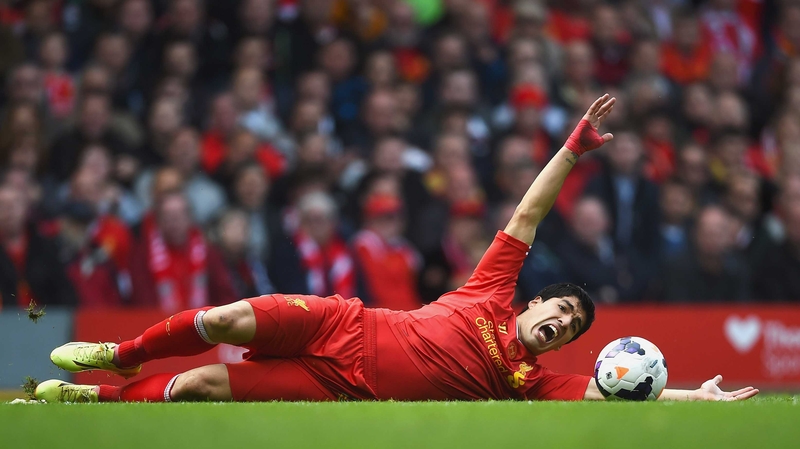 Liverpool's Luis Suarez strikes a dramatic pose during his side's victory over Newcastle