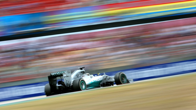 Mercedes' Lewis Hamilton flashes around the Circuit de Catalunya during the Spanish Grand Prix