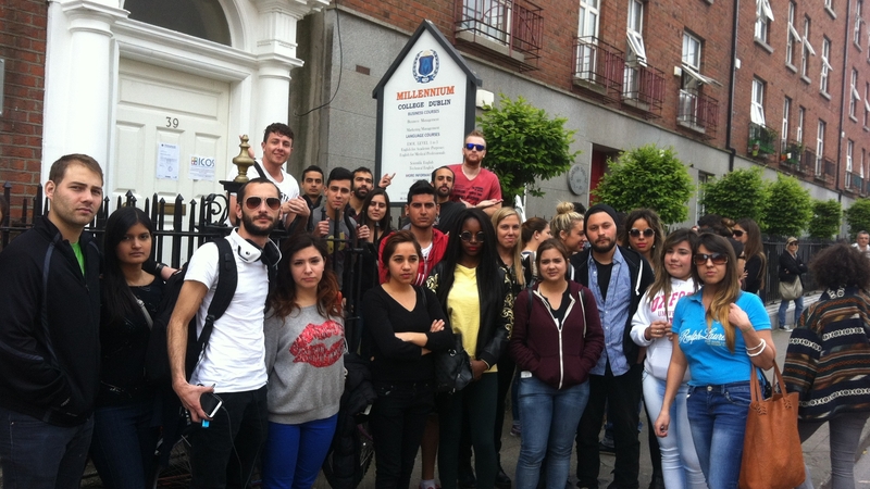 Millennium College students protest outside the school