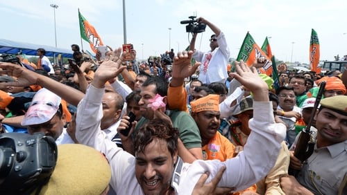Crowds waited since early morning to see the PM-elect