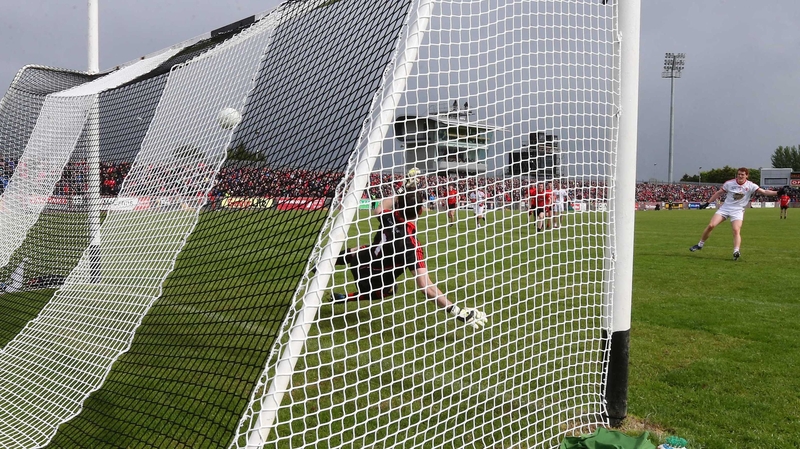 Peter Harte scored Tyrone's first goal from the penalty spot.