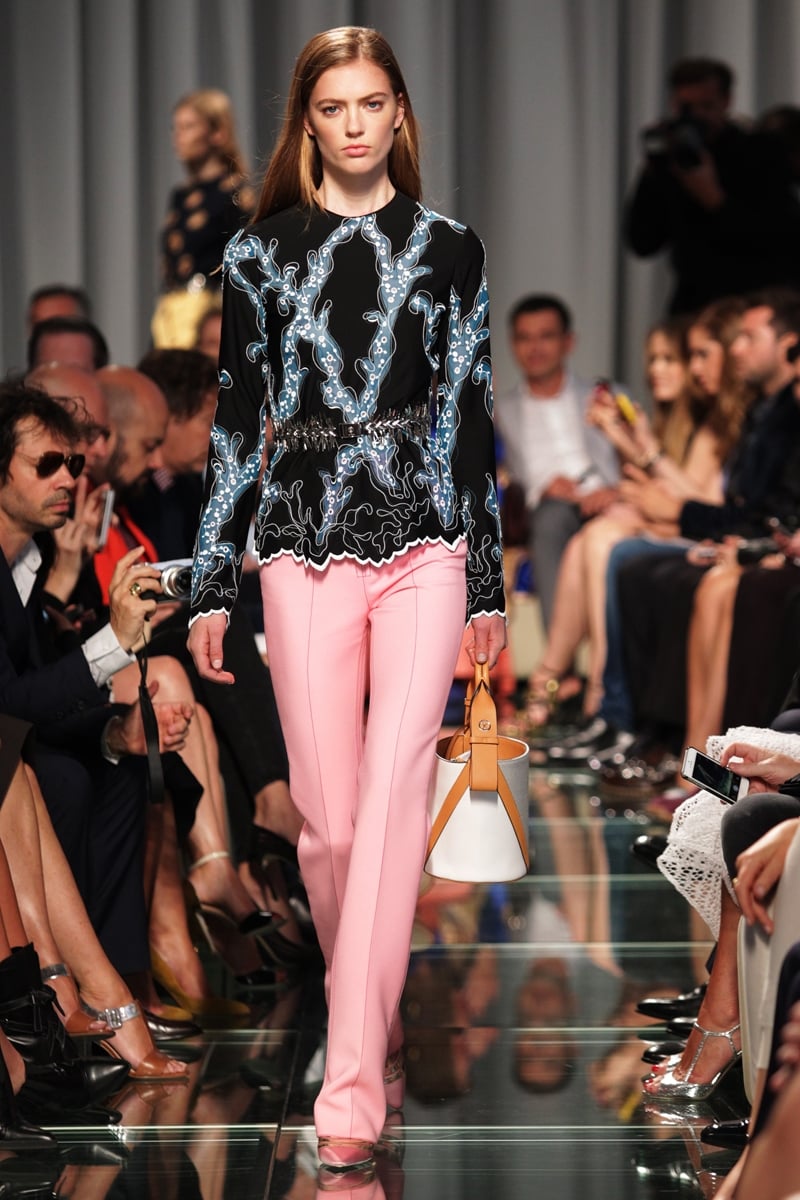 A model presents a creation by French fashion house Louis Vuitton during the collection show entitled 'Croisiere' at the Royal Palace in Monaco.