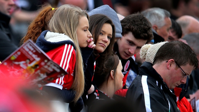 Down fans look pensive as their side fall behind