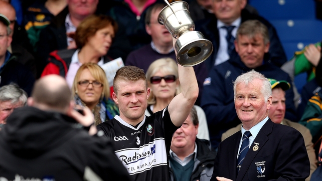 Sligo captain Johnny Martyn lifts the Connacht JFC trophy