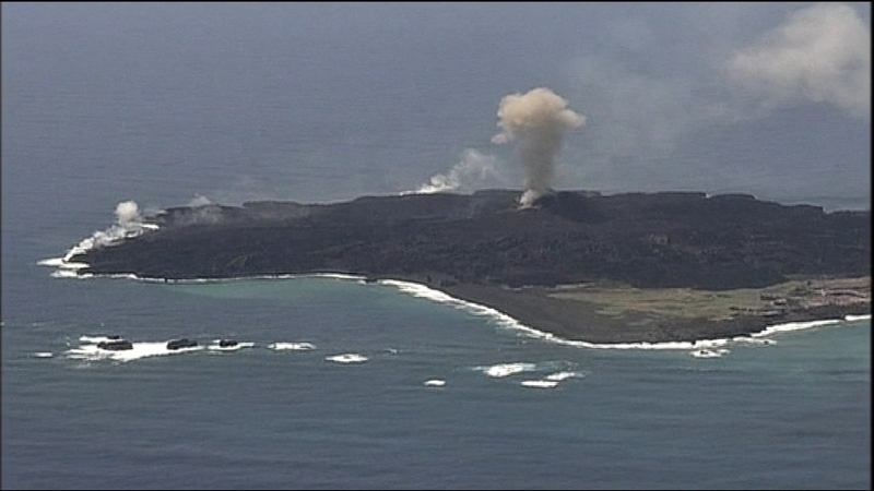 The island is now almost five times larger than it was before the eruption began