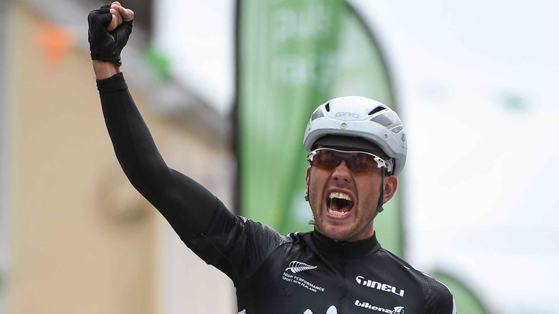 Patrick Bevin celebrates his win