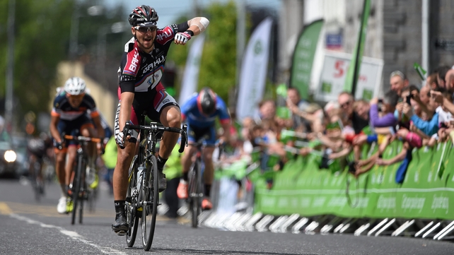 Jan Sokol, Synergy Baku Cycling, celebrates winning Stage 3