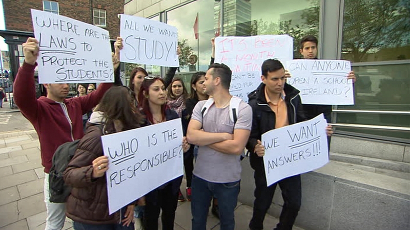 Students protest over the sudden closure of their school