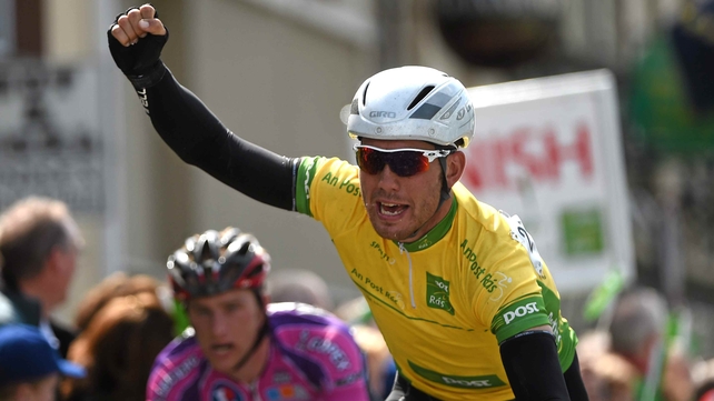 Patrick Bevin celebrates a win that helped him retain his overall lead