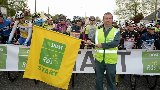 Local Charleville postman John Harnett gets Stage 4 of the 2014 An Post Rás underway