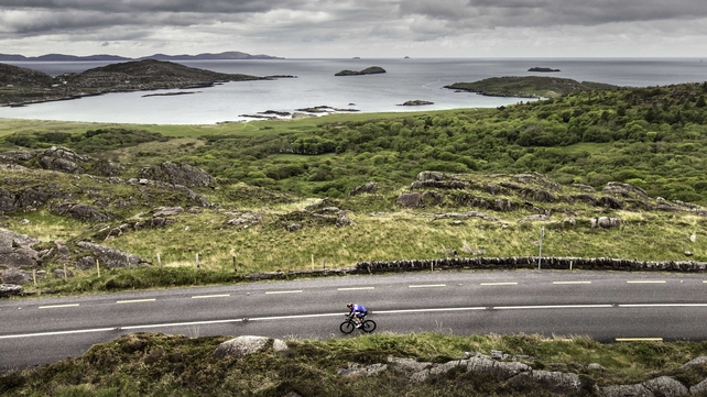 Stage 5: A lone rider passes by Derrynane Bay