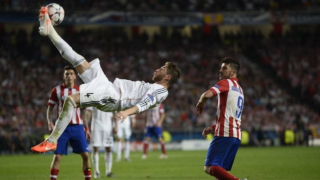 An athletic over from Real Madrid's Sergio Ramos