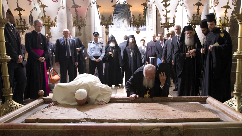 Various branches of Christianity prayed together inside the centuries-old structure