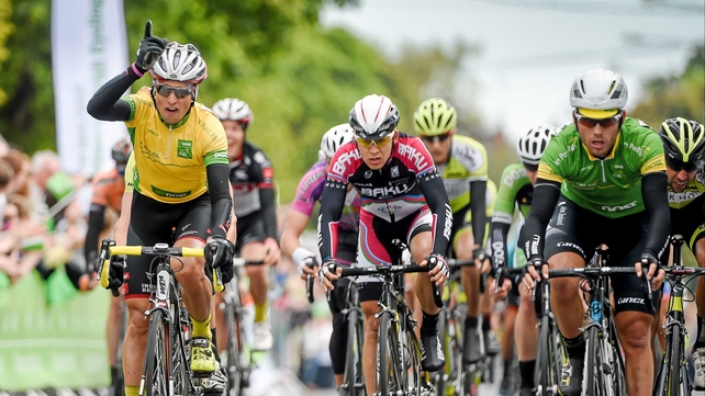 Clemens Fankhauser crosses the finish line in Skerries