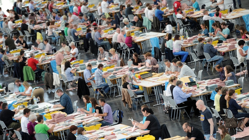 Votes are counted in Germany, the most populous country in the EU, sends 96 MEPs to EU Pic: EPA