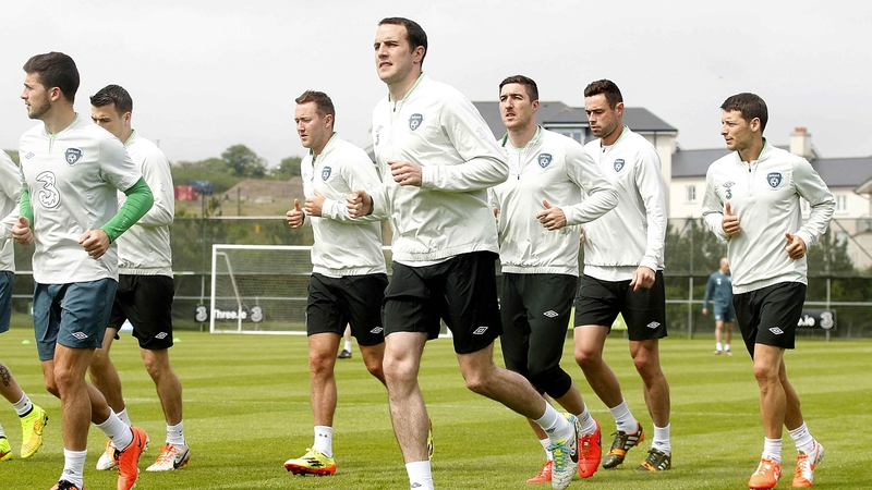 John O'Shea training with his Republic of Ireland team-mates in Malahide