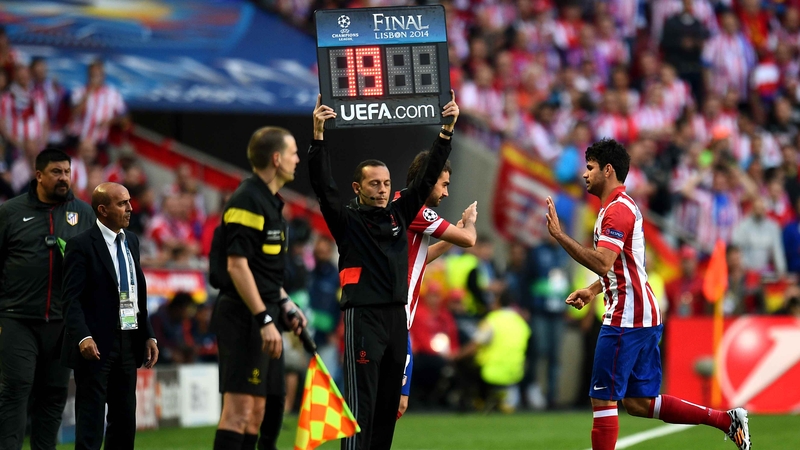 Diego Costa had to be substituted early on in the Champions League final