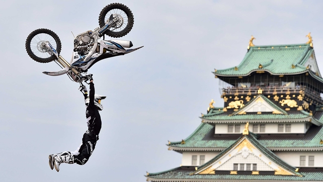 Remi Bizouard of France with Kawasaki KXF450 competes during the Red Bull X-Fighters World Tour in Osaka, Japan