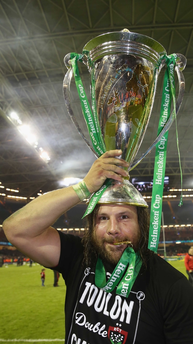 The inimitable Martin Castrogiovanni of Toulon celebrates after their victory during the Heineken Cup Final