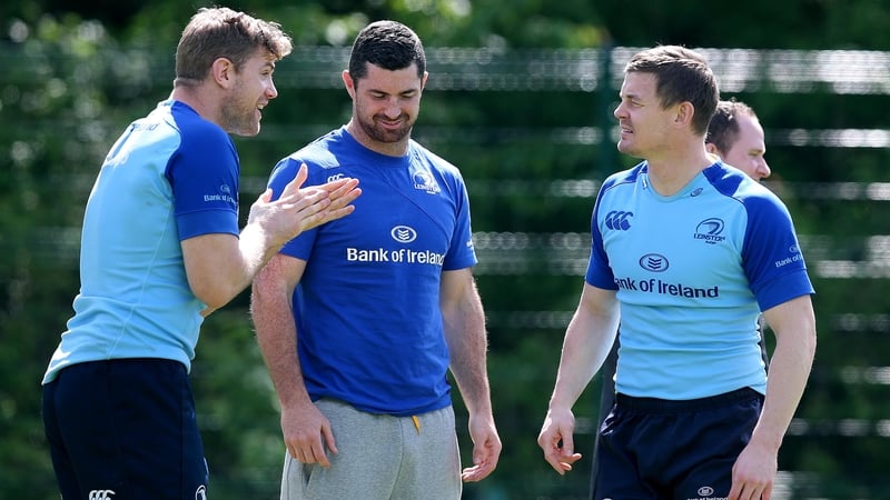 Jamie Heaslip, Rob Kearney and Brian O'Driscoll at Leinster training this week
