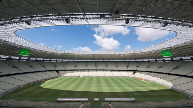 Workers constructed a new roof for Arena Castelão ahead of the 2014 World Cup