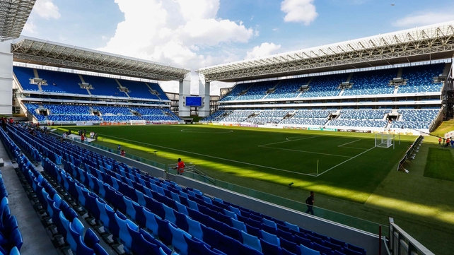 Built to emphasize sustainability, Arena Pantenal features plants and trees in its four corner areas.