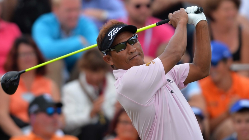 Thai golfer Thongchai Jaidee carded a seven under par round to lead the European Open
