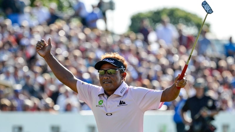 Thongchai Jaidee birdied the par-five 18th to