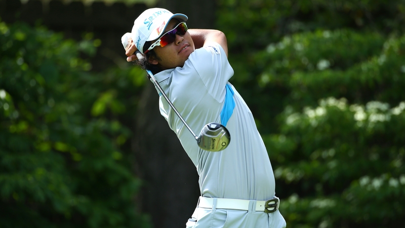 Hideki Matsuyama hits his 14th hole tee shot on the last round