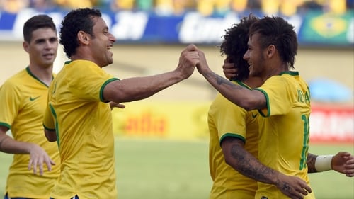 Neymar celebrates scoring Brazil's opener against Panama