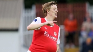 St Patrick's Athletic winger Chris Forrester celebrates scoring his second goal against Drogheda