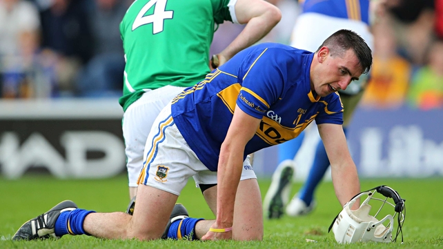 Tipperary's Patrick Maher gets to his feet during his side's loss to Limerick in the Munster SHC