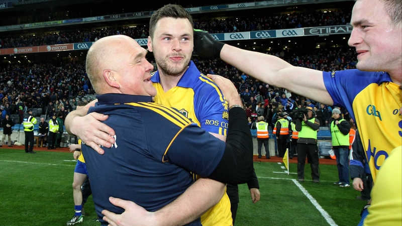 John Evans celebrates Roscommon's 1-17 to 0-18 victory over Cavan in the Division 3 league final