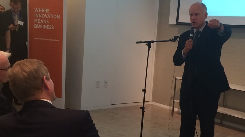 Governor Jerry Brown joked that if you look at Apple's tax returns, it is really an Irish company