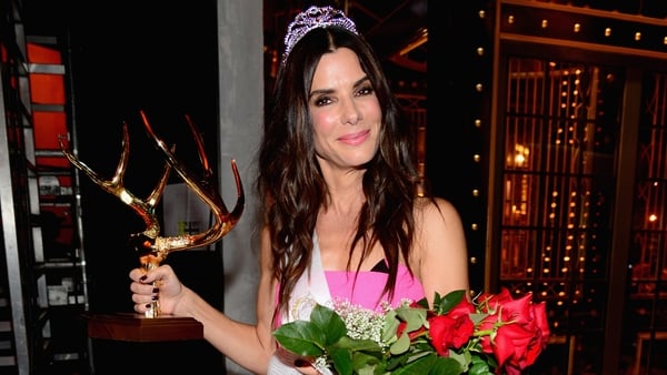 Bullock with her Decade of Hotness award from the Guy's Choice Awards 2014
