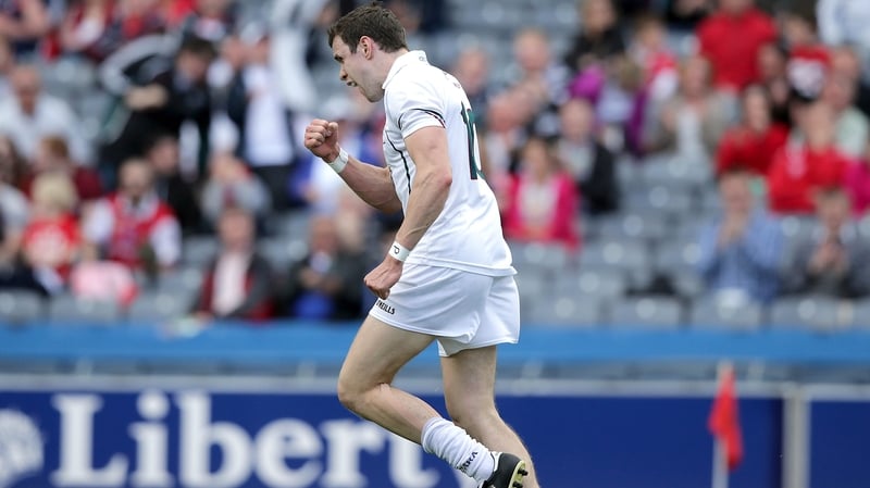 Cathal McNally celebrates scoring Kildare's goal