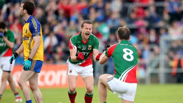 Mayo forward Andy Moran shows his delight at the final whistle in Hyde Park