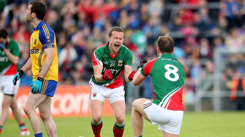 Mayo forward Andy Moran shows his delight at the final whistle in Hyde Park