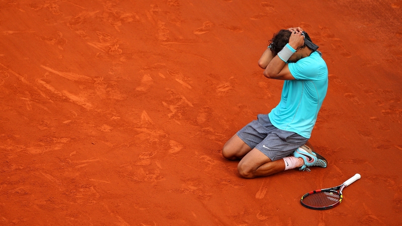 Rafael Nadal celebrates his fifth French Open win in a row
