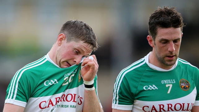 Dejection written over the faces of Chris McDonald and Cathal Parlon after Offaly's 5-32 to 1-18 loss to Kilkenny