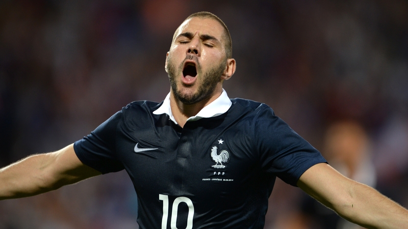 Karim Benzema celebrates after scoring for France