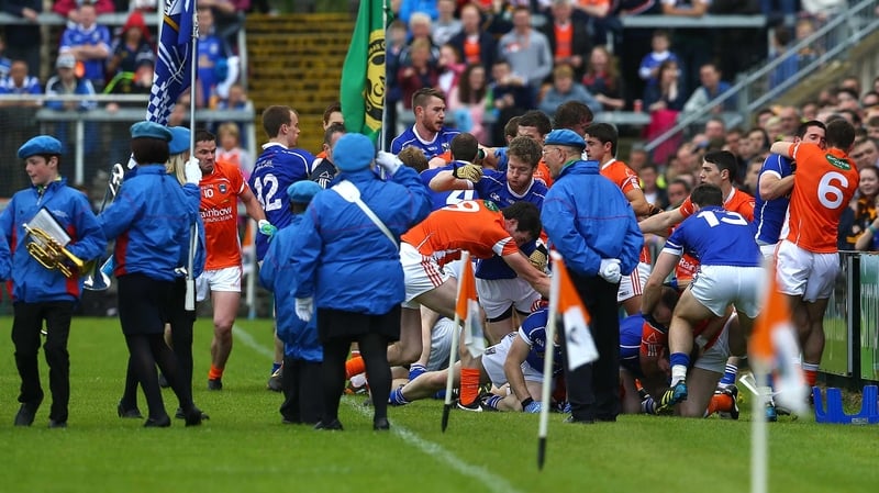 A row broke out before the game at the Athletic Grounds