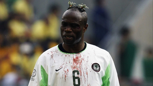 Taribo West (1998, 2002) sported many wacky hairstyles during his time representing Nigeria. Impending baldness didn’t prevent him sporting this defiant Keith Flint-esque (The Prodigy) ‘do in 2002.