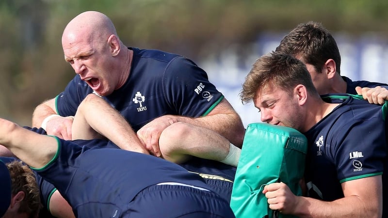 Paul O'Connell (left) captains the side from the second row, but Jordi Murphy (holding tackle bag) has to settle for a place on the bench