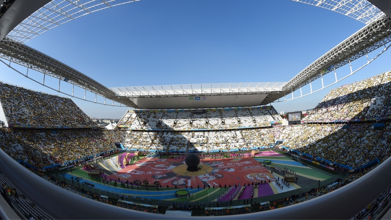 The opening ceremony begins at Arena Corinthians in Sao Paolo