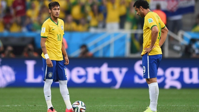 Neymar sets up to kick things off following the own goal
