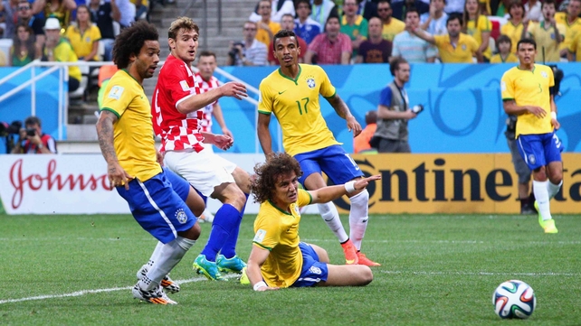 David Luiz was not pleased at the play, which put Croatia up 1-0 early on