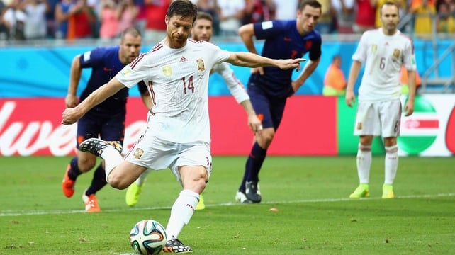 Veteran midfielder Xabi Alonso converted the penalty at 27' putting Spain ahead 1-0