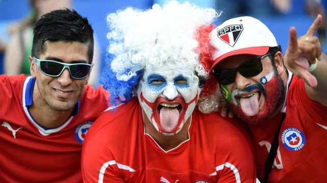 Fans of Chile made the much shorter trek and loudly made their presence know in the Arena Pantanal